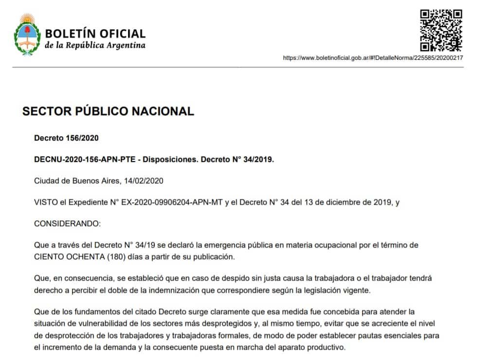 El Gobierno aclara que la  doble indemnización no alcanza a los empleados estatales