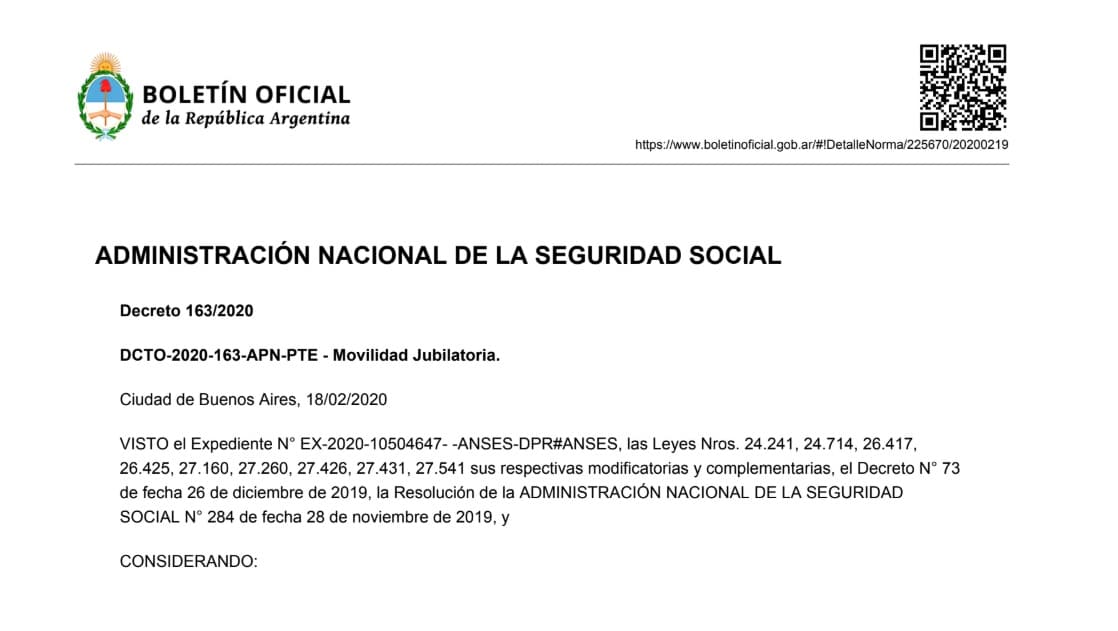 El Gobierno publicó el decreto sobre los aumentos de las jubilaciones a partir de marzo
