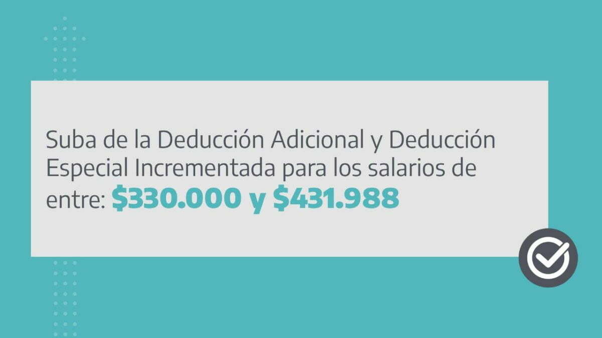 Deducción especial incrementada: A partir de noviembre se eleva hasta $431.988