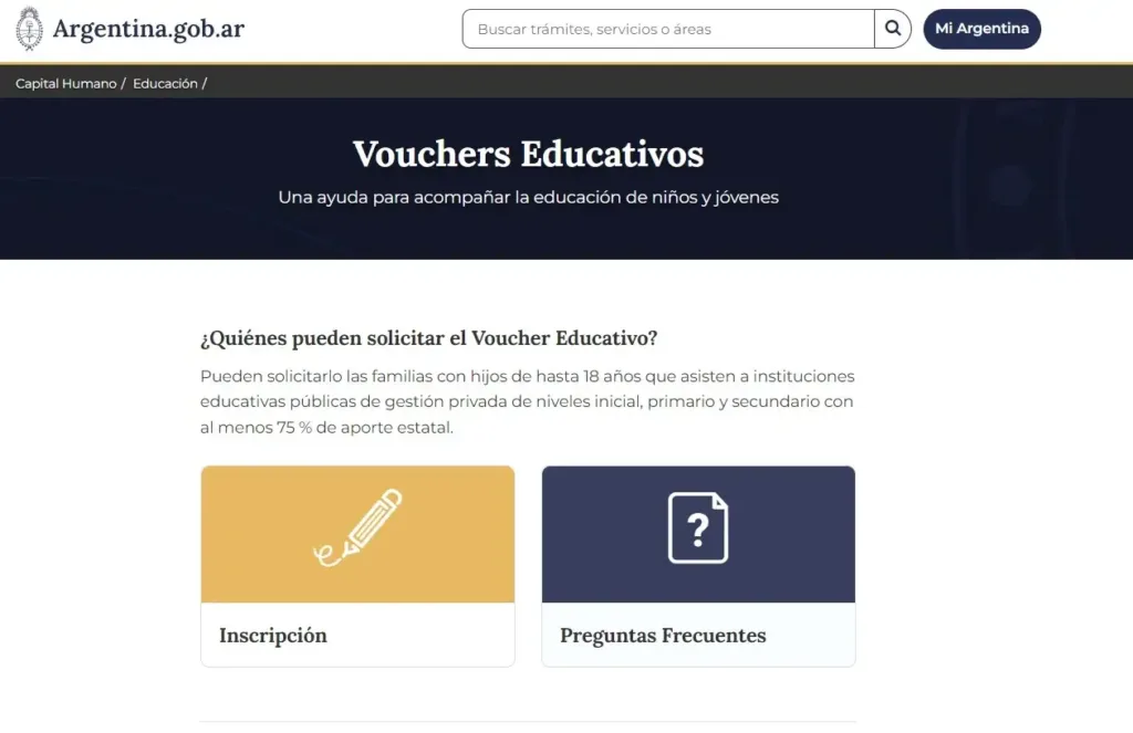 Vouchers educativos colegios privados.