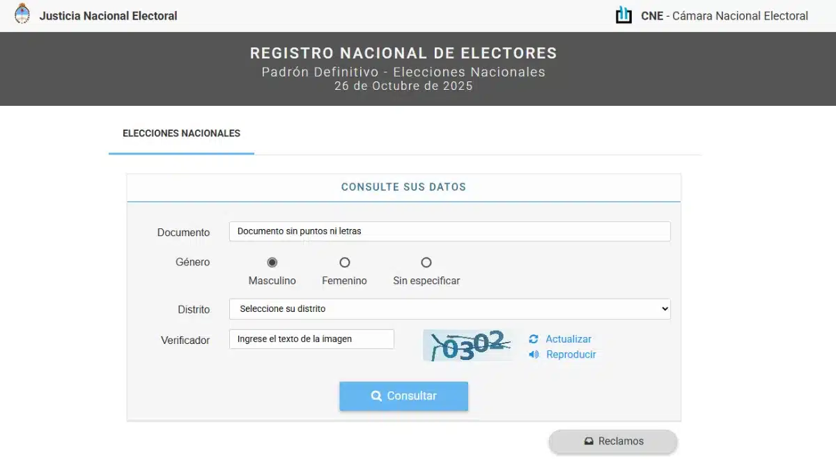 Nuevo padrón: Dónde voto en octubre 2025